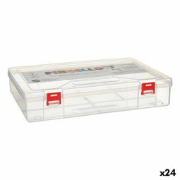 Multi-functionele Kist Rood Transparant Plastic 29,5 x 6 x 20,5 cm (24 Stuks)