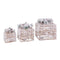 Kerstversiering Natuurlijk Metaal Plastic Vezel Geschenkbox 25 x 25 x 36 cm (3 Stuks)