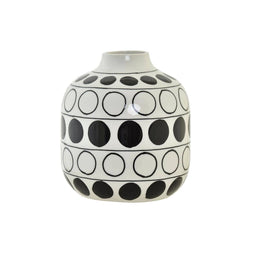 Vaas DKD Home Decor Porselein Zwart Wit Modern Cirkels (16 x 16 x 18 cm)