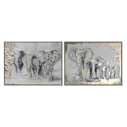 Schilderij Home ESPRIT Olifant Koloniaal 100 x 4 x 75 cm (2 Stuks)