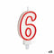 Kaars Verjaardag Cijfer 6 Rood Wit (12 Stuks)