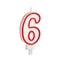 Kaars Verjaardag Cijfer 6 Rood Wit (12 Stuks)
