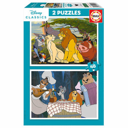 Set van 2 Puzzels Disney Lion King and Lady and the Tramp 48 Onderdelen