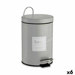 Pedaalemmer Beauty Products Wit Grijs Staal Plastic 3 L (6 Stuks)