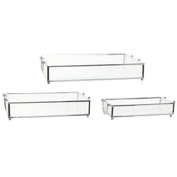 Set van trays DKD Home Decor Kristal Metaal Transparant (31 x 18 x 5,5 cm)