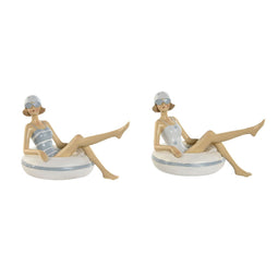 Decoratieve figuren Home ESPRIT Wit Hemelsblauw Mediterrane 17,5 x 10 x 10,5 cm (2 Stuks)
