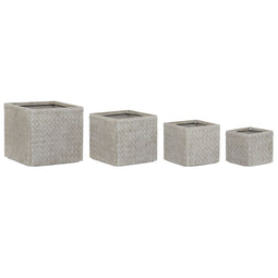 Plantenbakkenset Home ESPRIT Beige Glasvezel Magnesium 44,5 x 44,5 x 42,5 cm (4 Stuks)