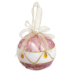 Kerstballen Wit Roze Polyfoam Weefsel 10 x 10 x 10 cm (3 Stuks)