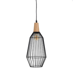 Plafondlamp Zwart Natuurlijk Hout Ijzer 220-240 V 20 x 19,5 cm