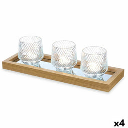 Kaarsenplateau Gouden Glas Polypropyleen 36 x 9,5 x 12 cm (4 Stuks)