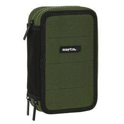 Driedubbele Pennenzak Safta Dark forest Zwart Groen 12.5 x 19.5 x 5.5 cm (36 Onderdelen)