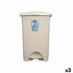 Pedaalemmer Beige Plastic 50 L (3 Stuks)