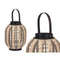 Kaarshouder Lykta Met handvat Beige Hout Stof 27 x 32 x 27 cm (2 Stuks)