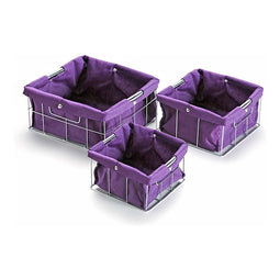 Set van opstapelbare opbergboxen Paars Katoen (3 Onderdelen)
