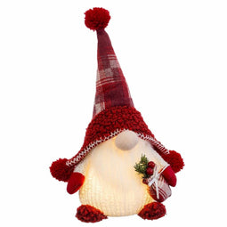 Kerstversiering Wit Rood Plastic Weefsel 18 x 12 x 30 cm
