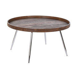 Bijzettafel DKD Home Decor 78 x 78 x 41,5 cm Zilverkleurig Bruin Staal Aluminium Hout MDF