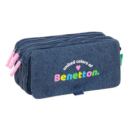 Pennenetui met 3 vakken Benetton Denim Blauw 21,5 x 10 x 8 cm