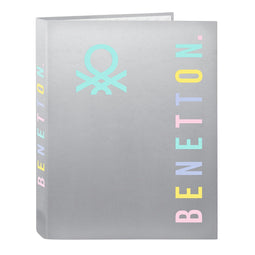 Ringmap Benetton Silver Zilverkleurig A4 26.5 x 33 x 4 cm