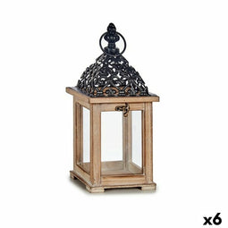 Lykta Zwart Natuurlijk Hout 13 x 29 x 13 cm Rooster (6 Stuks)