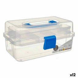 Multi-functionele Kist Blauw Transparant Plastic 27 x 13,5 x 16 cm (12 Stuks)