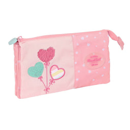 Pennenetui met 3 vakken BlackFit8 Globitos Roze 22 x 12 x 3 cm