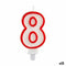 Kaars Verjaardag Cijfer 8 Rood Wit (12 Stuks)