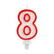 Kaars Verjaardag Cijfer 8 Rood Wit (12 Stuks)
