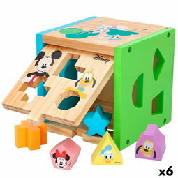 Houten Kinderpuzzel Disney 14 Onderdelen 15 x 15 x 15 cm (6 Stuks)