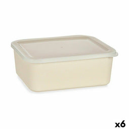 Bakje met deksel Bamboe Melamine Geel 17 x 8 x 23,5 cm (6 Stuks)
