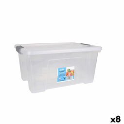 Opbergbak met Deksel Dem Kira Plastic Transparant 15 L 40 x 28 x 19 cm (8 Stuks)