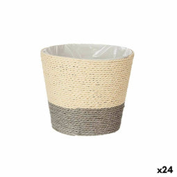 Grondlegger 15 x 15 x 14 cm Grijs Natuurlijk Touw Plastic (24 Stuks)