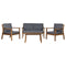 Tafelset met 3 fauteuils Home ESPRIT Bruin Grijs Acacia 120 x 72 x 75 cm
