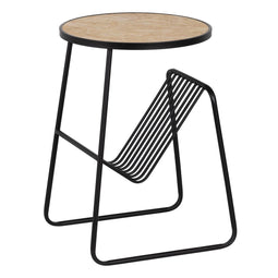 Kleine bijzettafel Zwart Natuurlijk Ijzer Hout MDF 46 x 48 x 66 cm