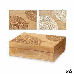 Decoratieve Doos Mangohout 25,5 x 8 x 17,4 cm (6 Stuks) Mandala