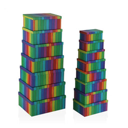 Set van opstapelbare opbergboxen Versa Regenboog Karton 15 Onderdelen 35 x 16,5 x 43 cm