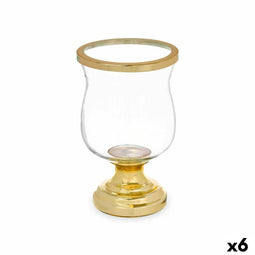 Kaarshouder Fluitglas Gouden Staal 15,5 x 26 x 15,5 cm (6 Stuks)