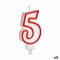 Kaars Verjaardag Cijfer 5 Rood Wit (12 Stuks)