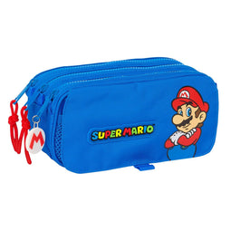 Pennenetui met 2 vakken Super Mario Play Blauw Rood 21,5 x 10 x 8 cm