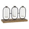 Vaas DKD Home Decor Zwart Natuurlijk Metaal Kristal Paulownia hout 38 x 11,5 x 23 cm (3 Onderdelen)