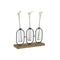 Vaas DKD Home Decor Zwart Natuurlijk Metaal Kristal Paulownia hout 38 x 11,5 x 23 cm (3 Onderdelen)