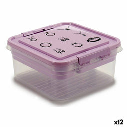 Doos-Juwelenkistje Paars Transparant Plastic 24,5 x 11,5 x 26 cm (12 Stuks)