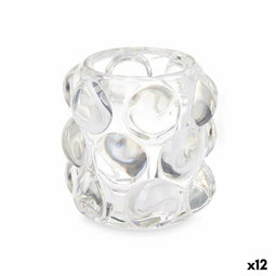 Kaarshouder Microbolletjes Transparant Kristal 8,4 x 9 x 8,4 cm (12 Stuks)