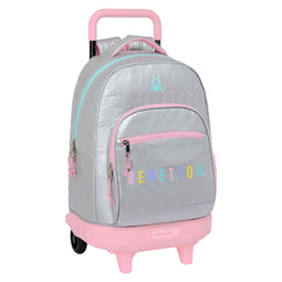 Schoolrugzak met Wielen Benetton Silver Gestoffeerd Zilverkleurig 33 X 45 X 22 cm