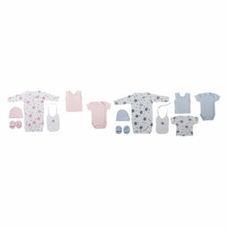 Kledingset DKD Home Decor Blauw Roze 0-6 Maanden Sterren (7 Onderdelen) (2 Stuks)