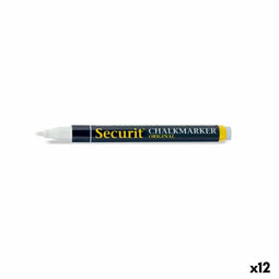 Whiteboard-marker Securit Wit Fijne tip (12 Stuks)