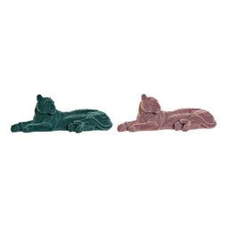 Decoratieve figuren DKD Home Decor 36 x 17,5 x 13,3 cm Tijger Groen Hars Licht Roze Stroomden
