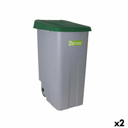 Vuilnisbak op wieltjes Denox 110 L Groen 58 x 41 x 89 cm (2 Stuks)