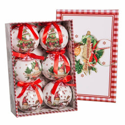 Kerstballen Rood Multicolour Papier Polyfoam 7,5 x 7,5 x 7,5 cm (6 Stuks)