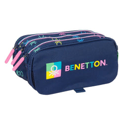 Pennenetui met 3 vakken Benetton Cool Marineblauw 21,5 x 10 x 8 cm