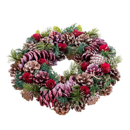 Kerstkroon Rood Multicolour Plastic Foam Ananas 35 x 35 x 9 cm